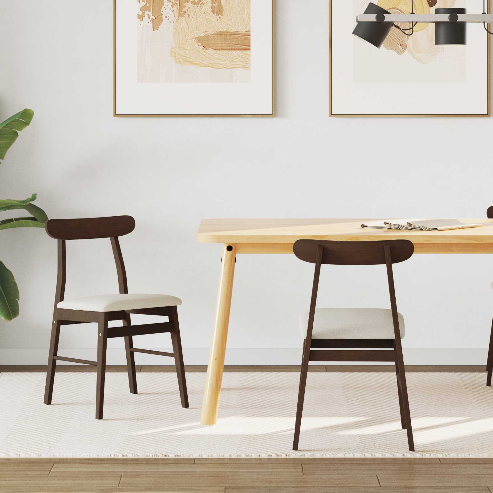 Sedia Da Pranzo 2 Pcs Marrone Chiaro E Chiaro