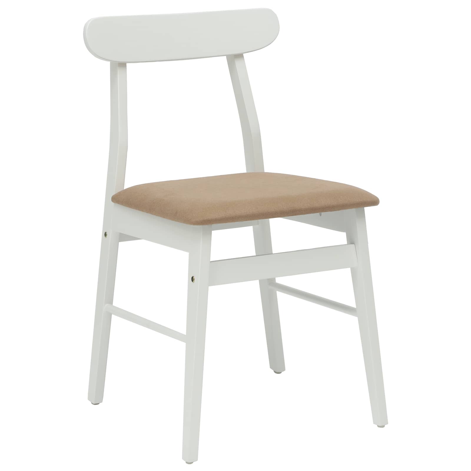 Sedia Da Pranzo 2 Pcs Bianco E Marrone Legno Di Gomma Solido - Image 4