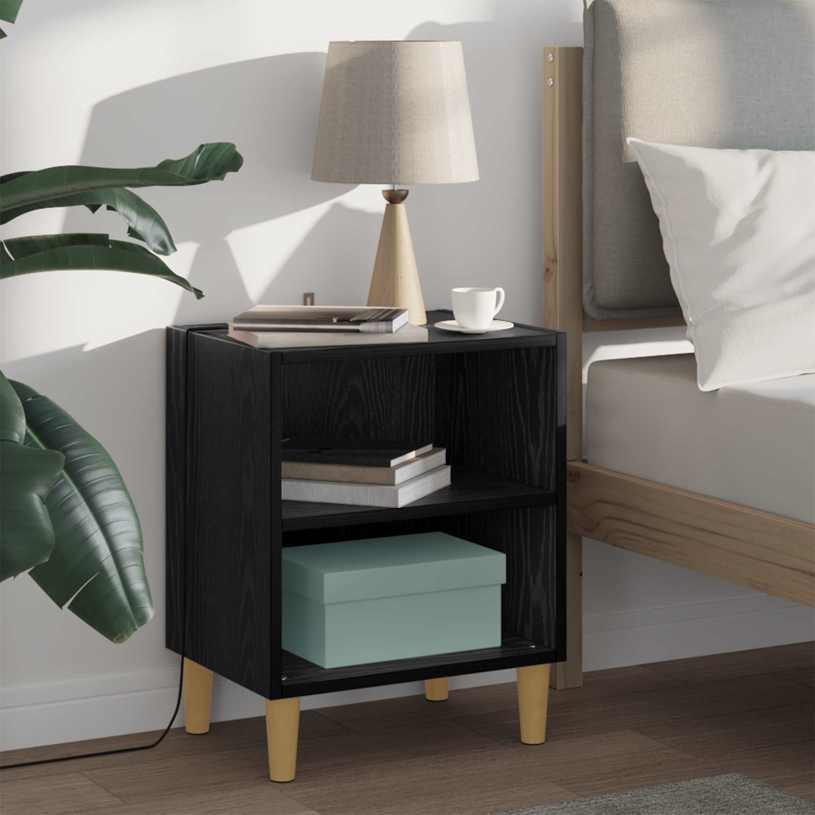Armadietto Per Letto 2 Pcs Rovere Nero 40 X 30 X 50 cm