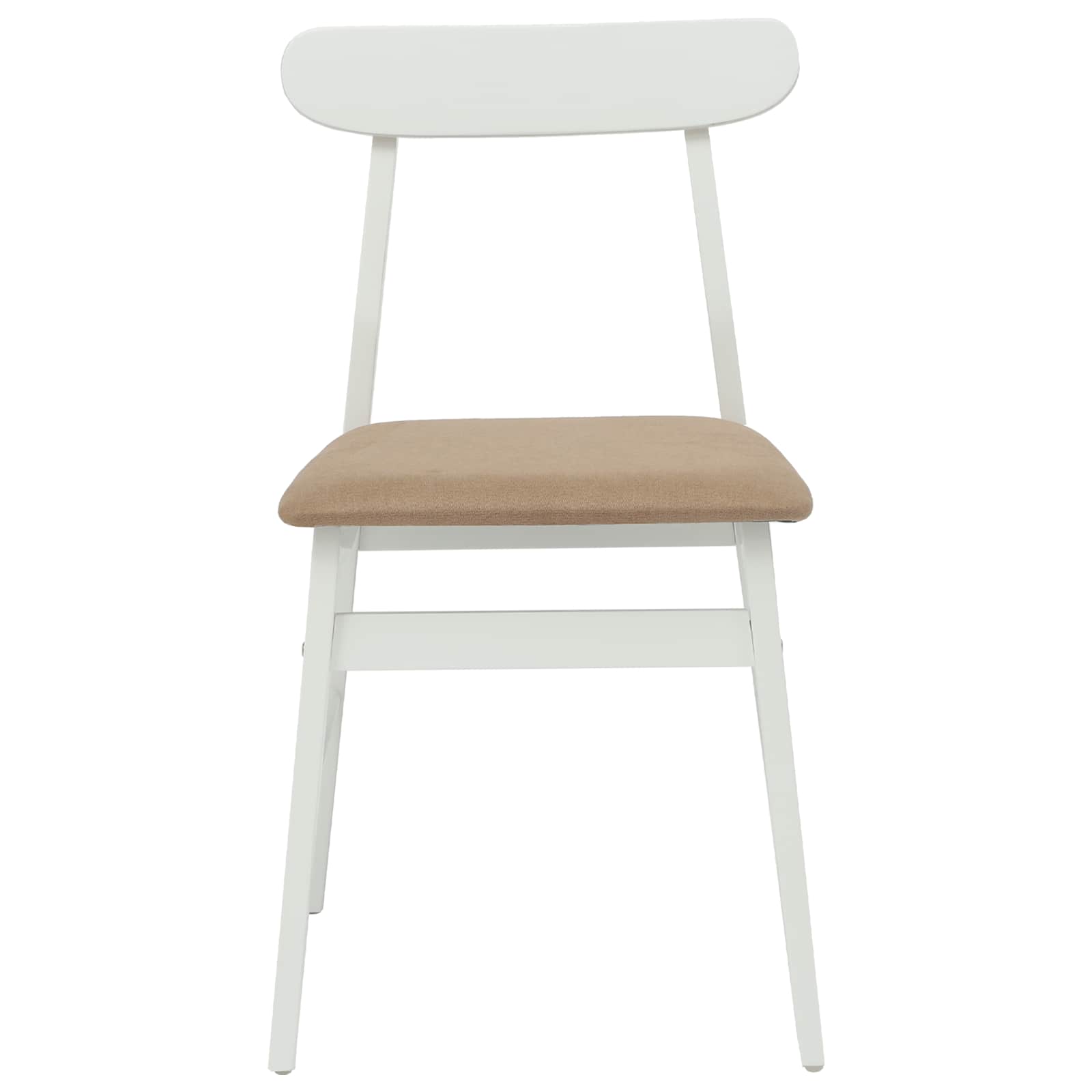 Sedia Da Pranzo 2 Pcs Bianco E Marrone Legno Di Gomma Solido - Image 5