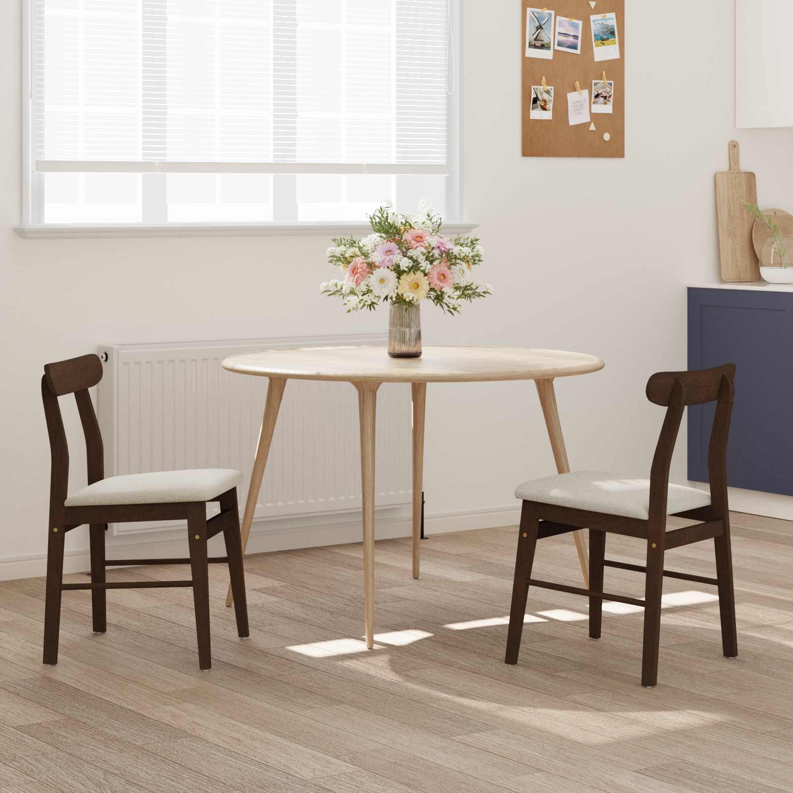 Sedia Da Pranzo 2 Pcs Marrone Chiaro E Chiaro - Image 3