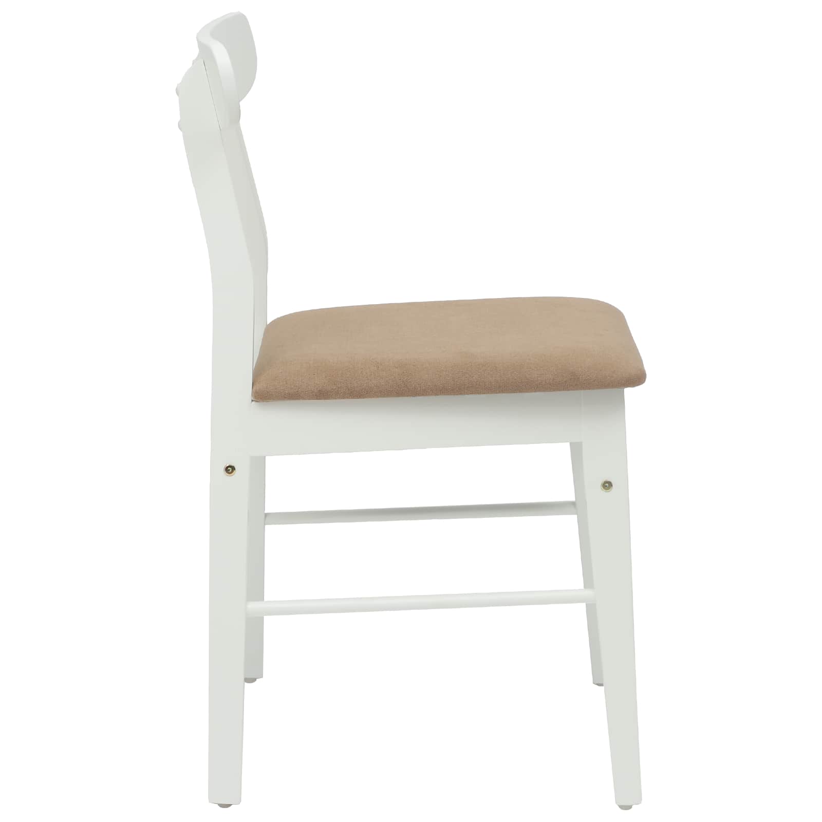 Sedia Da Pranzo 2 Pcs Bianco E Marrone Legno Di Gomma Solido - Image 6