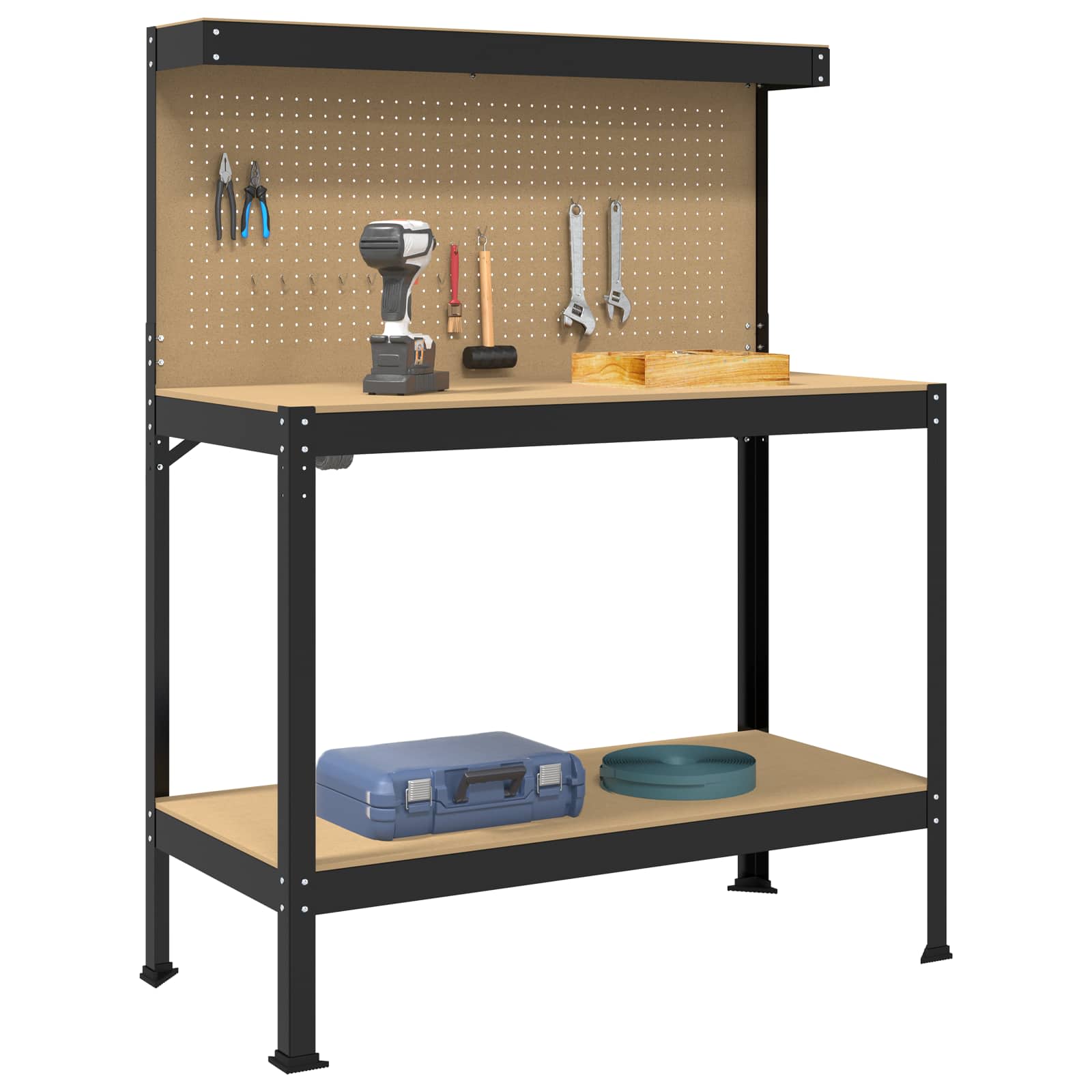 Banchi Da Lavoro Nero 81 X 41 X 145 Cm Legno Multistrato - Image 3