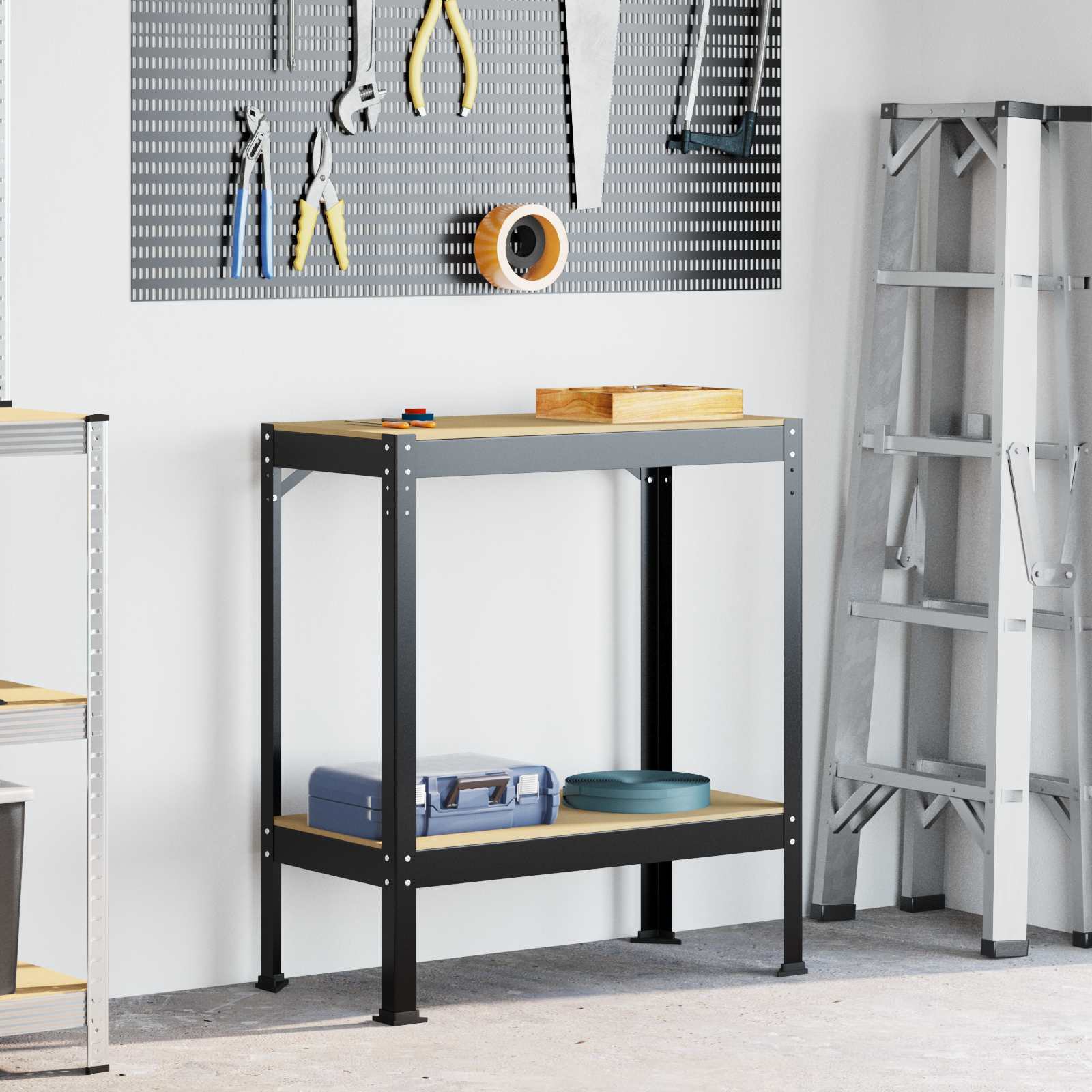 Banchi Da Lavoro Nero 81 X 41 X 145 Cm Legno Multistrato