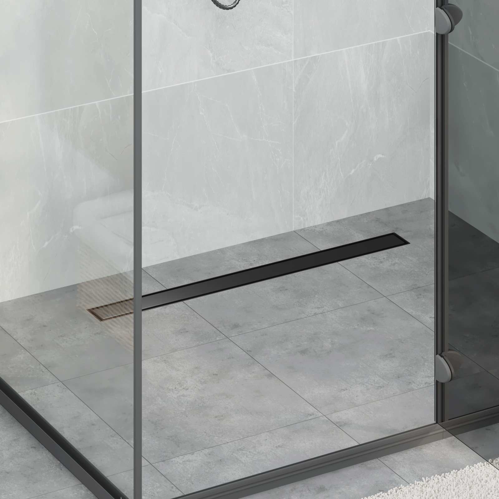 Scarico Doccia 2-IN-1 Con Sifone A 360° Nero 80 cm