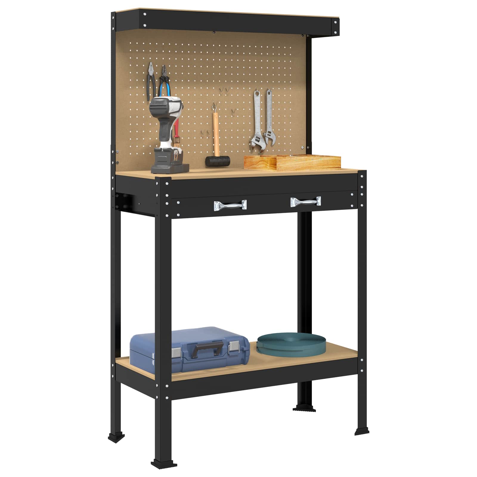 Banchi Da Lavoro Nero 81 X 41 X 145 Cm Legno Multistrato - Image 3