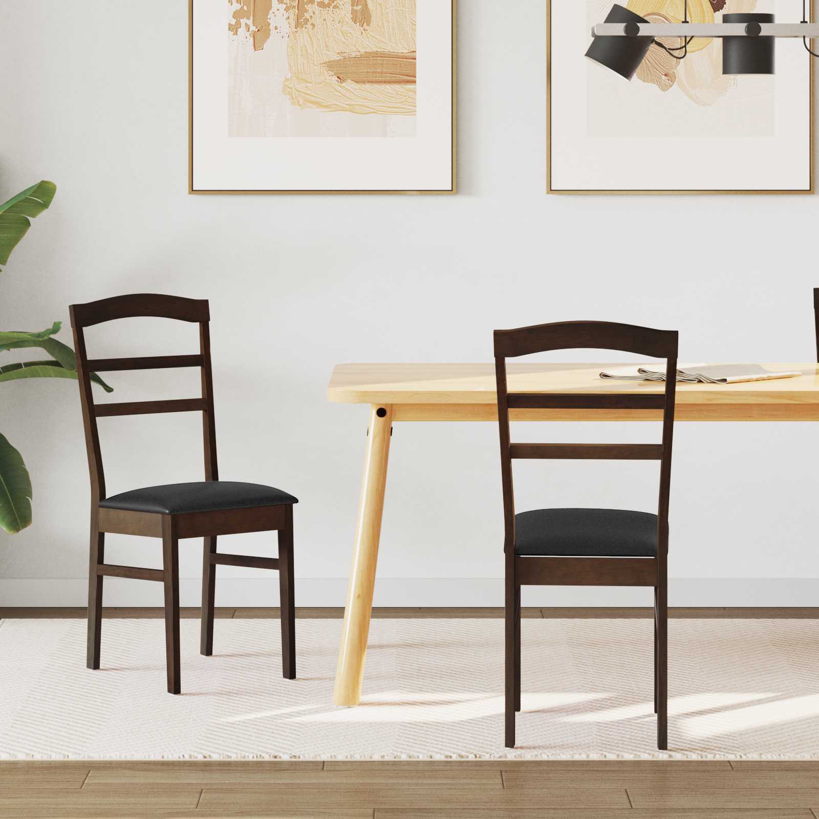 Sedia Da Pranzo 2 Pcs Marrone Chiaro E Nero