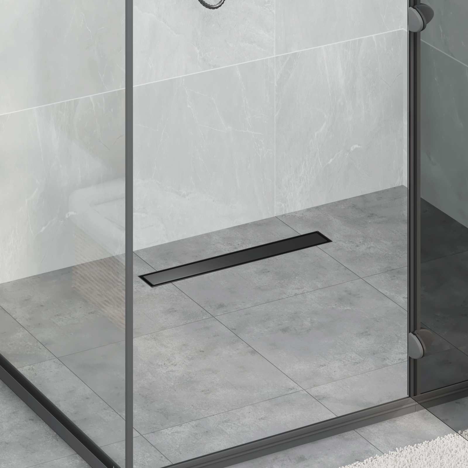 Scarico Doccia 2-IN-1 Con Sifone A 360° Nero 50 cm