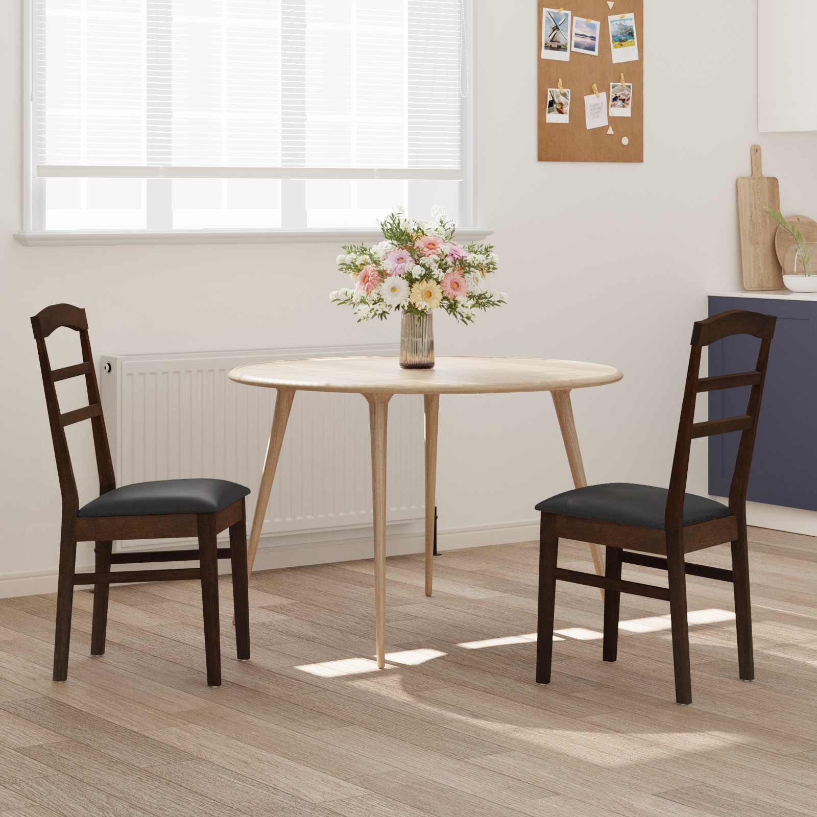 Sedia Da Pranzo 2 Pcs Marrone Chiaro E Nero - Image 3