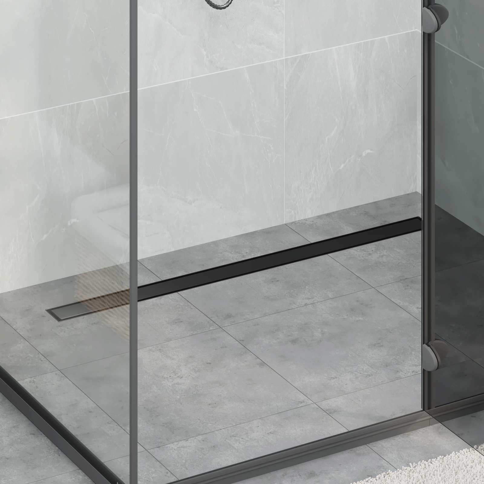 Scarico Doccia 2-IN-1 Con Sifone A 360° Nero 100 cm
