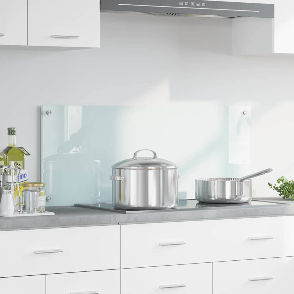 Rivestimento Da Cucina Bianco 100 X 40 Cm Vetro Temperato