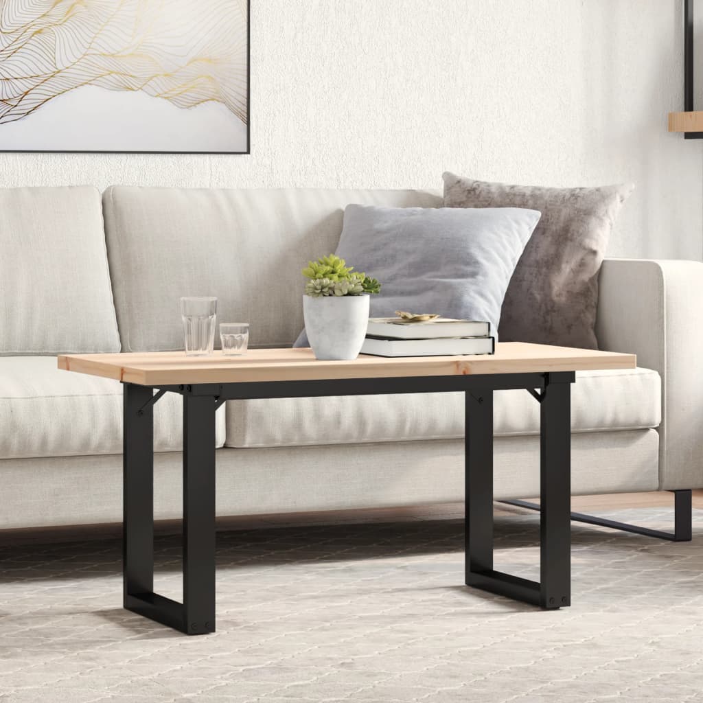Tavolino Salotto Telaio A O 100x50x45,5 Cm Legno Pino E Acciaio