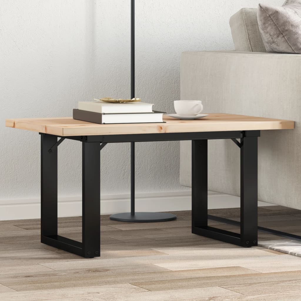 Tavolino Salotto Telaio A O 80x50x40,5cm Legno Pino E Acciaio
