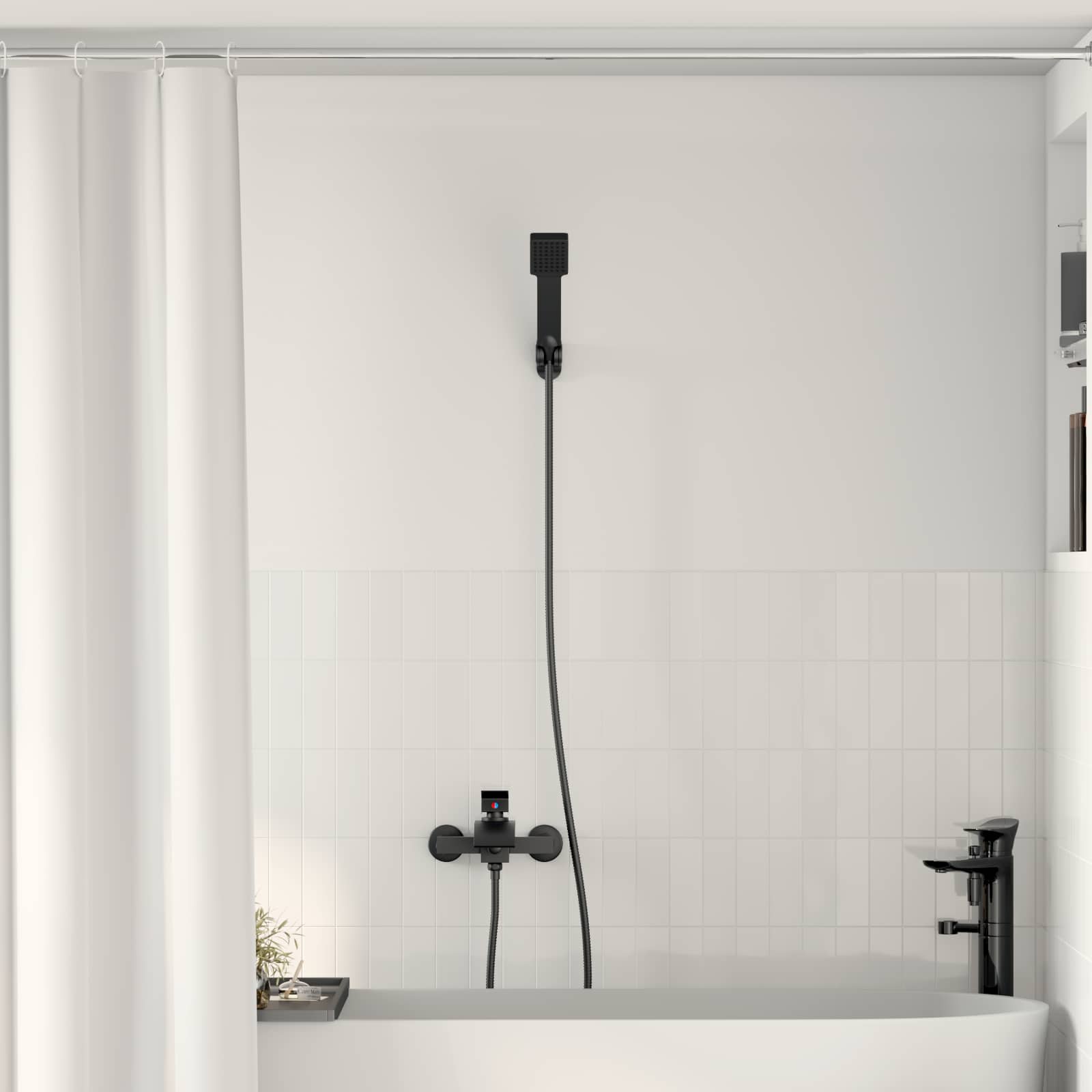 Set Di Doccia Con Soffione Nero G 1 / 2 Pollici