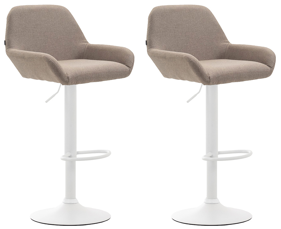 2er Set Barhocker Braga Stoff Weiß