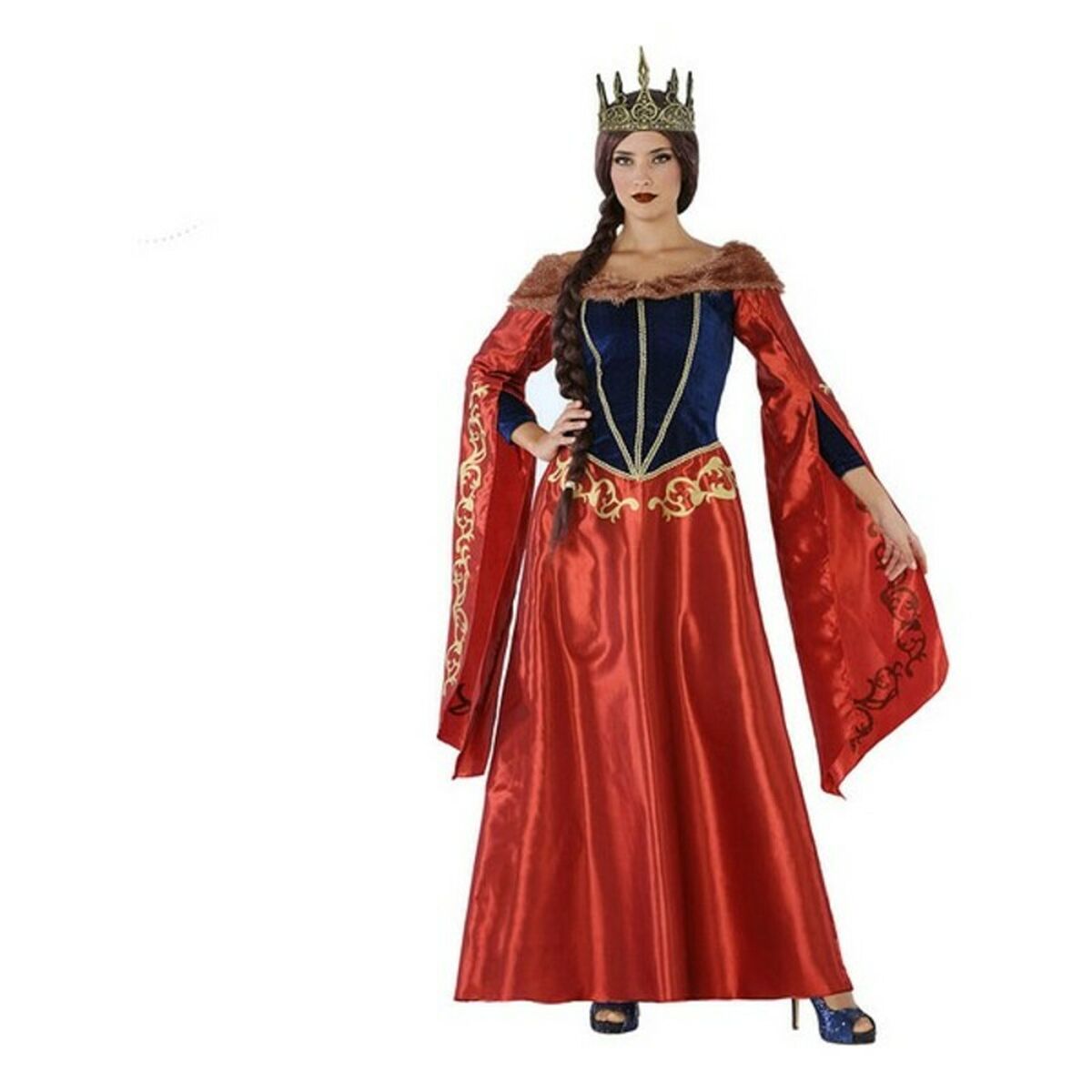 Costume Per Adulti 113916 Rosso Blu Marino Regina Medievale Taglia:m/l