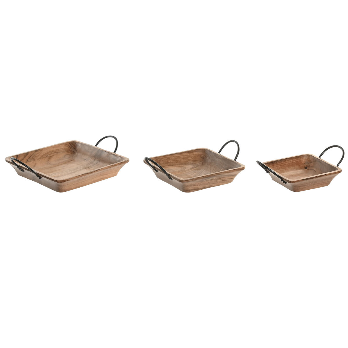 Centrotavola Home Esprit Marrone Nero Naturale 38 X 36 X 9 Cm (3 Pezzi)