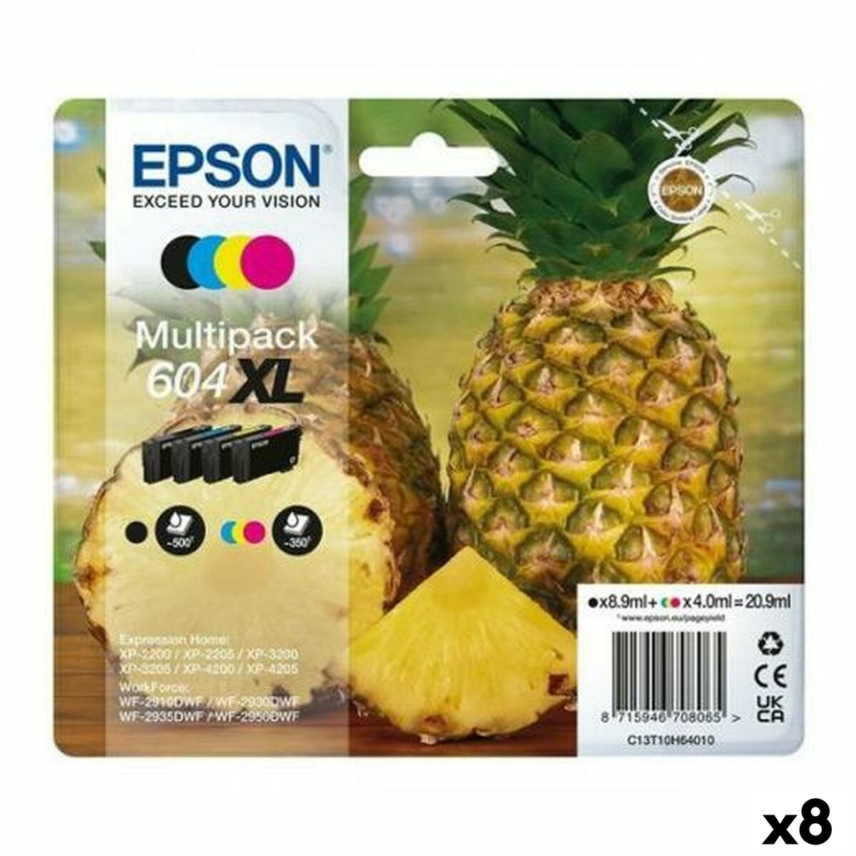 Cartuccia Ad Inchiostro Originale Epson XP-2200 WF-2910dwf 604xl Nero/ciano/magenta/giallo (8 Unità)