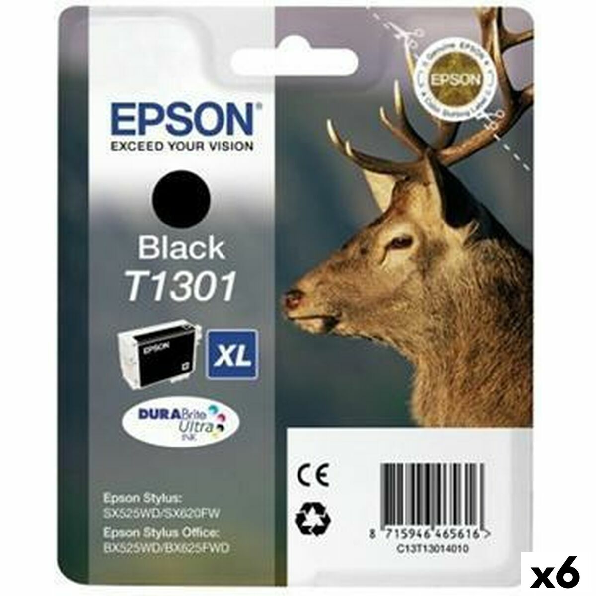 Cartuccia Ad Inchiostro Originale Epson Sx525wd/620fw/ Office B42wd/ 525wd/625fwd/925fwd Nero (6 Unità)