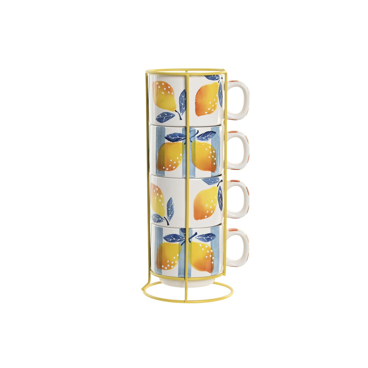Set Di Tazze Da Caffè Home Esprit Giallo Azzurro Bianco Arancio Metallo Dolomite 260 ml