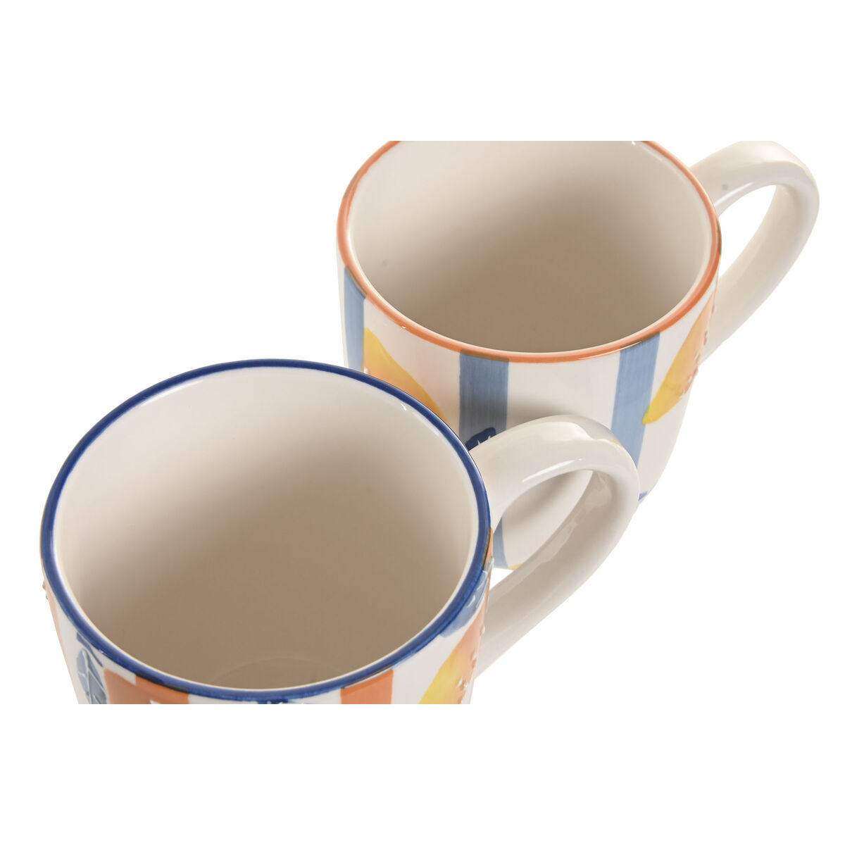 Tazza Mug Home Esprit Giallo Azzurro Bianco Arancio Limone Mediterraneo Con Rilievo 360 Ml (4 Unità) - Image 3