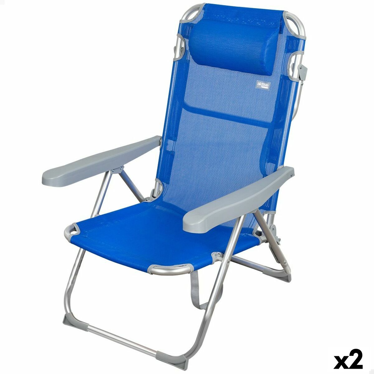 Sedia Da Spiaggia Aktive Pieghevole Azzurro 48 X 90 X 60 Cm (2 Unità)