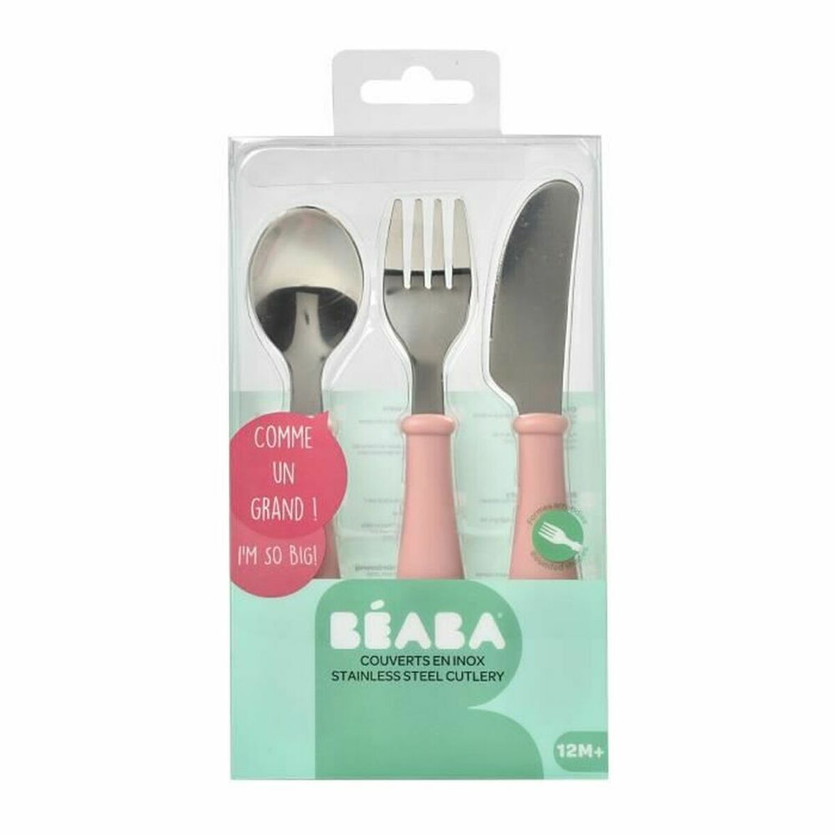 Posate Béaba Rosa Acciaio Inossidabile 3 Pezzi