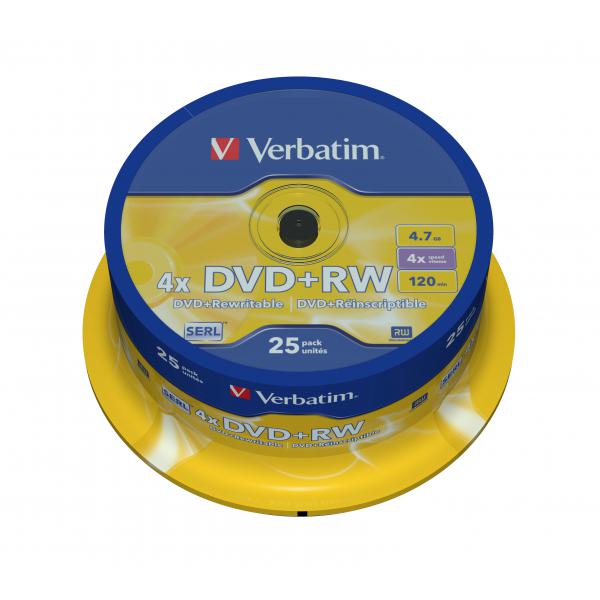 Verbatim 25 X Dvd+rw - 4,7 Gb 4x - Argento Opaco