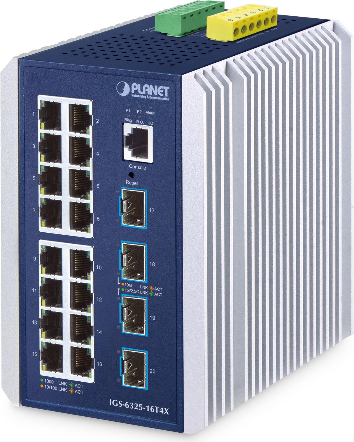 Planet Ip30 Industrial L3 16-Port Managed Gigabit Ethernet (10/100/1000) Aluminium - Blau (igS-6325-16t4x)