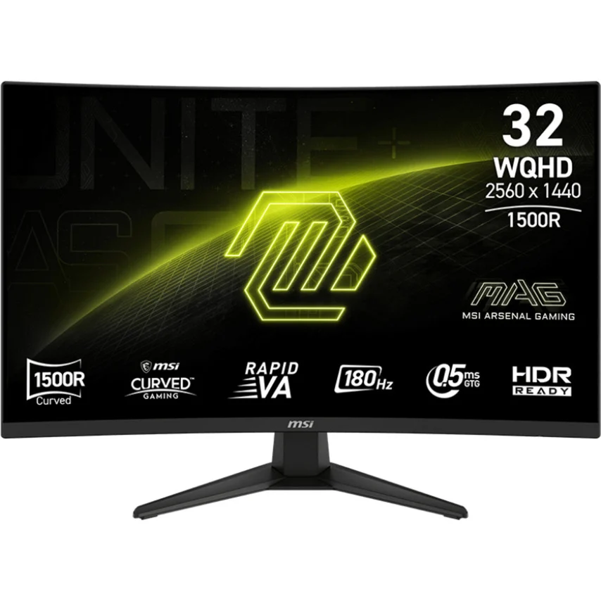 Msi Mag 321cqfde E18 - LeD-Monitor - Gebogen - 81.3 Cm (32") (31.5" Sichtbar) - 2560 X 1440 Wqhd @ 180 Hz - Rapid Va - 300 Cd/m² - 3000:1 - 0.5 Ms -