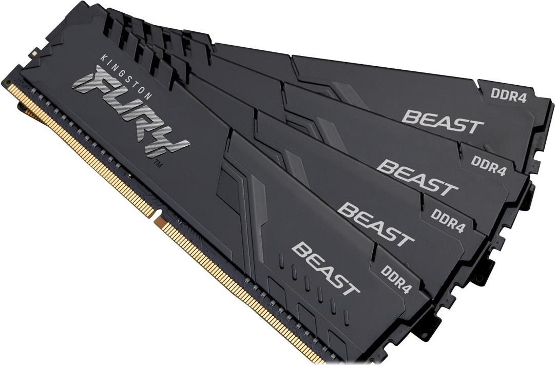 Kingston Fury Beast - Ddr4 - Kit - 128 Gb: 4 X 32 Gb - Dimm 288-Pin - 3200 Mhz / Pc4-25600 - Cl16 - 1.35 V - Ungepuffert - NoN-Ecc - Schwarz (kf432c1