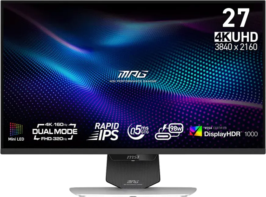 Msi Mpg 274urdfwde E16m 68,58cm 27zoll Flat 3840x2160 16:9 1ms Hdmi Dp (p) - Flachbildschirm (tft/lcd) - 68,6 Cm [energieklasse F] (9s6-3cf09H-021)