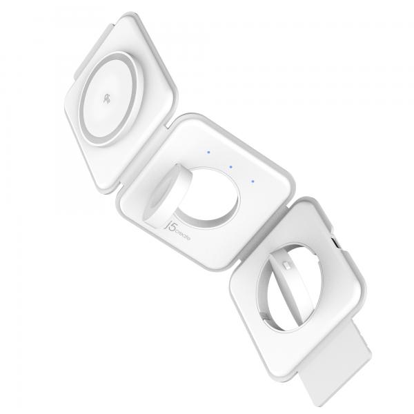 J5create Jupw3415 Cuffie, Smartphone, Orologio Intelligente Bianco Usb Carica Wireless Ricarica Rapida Interno (qi2 3-IN-1 Magnetic Travel - Wireless