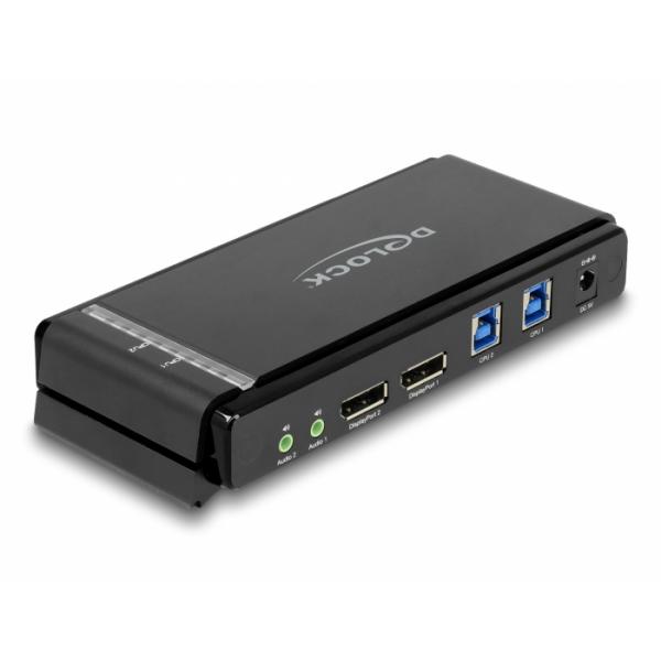 Delock Displayport 1.4 Kvm Switch 8k 60 Hz Mit Usb 5 Gbps Und Audio