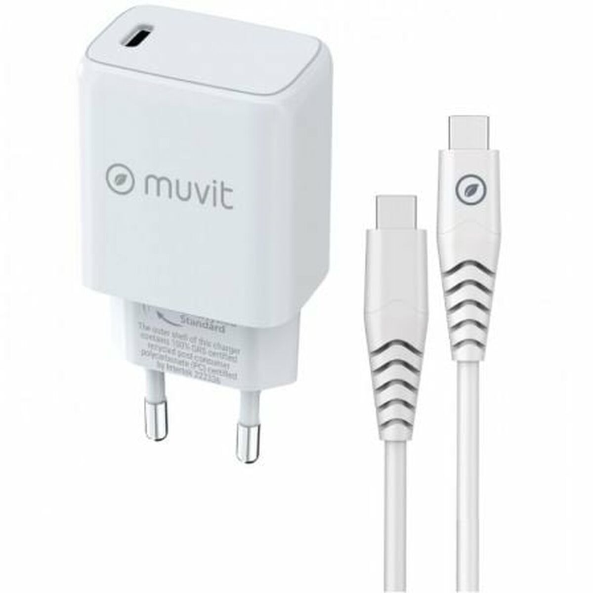 Caricabatterie Da Parete + Cavo UsB-C Muvit Bianco 20 W