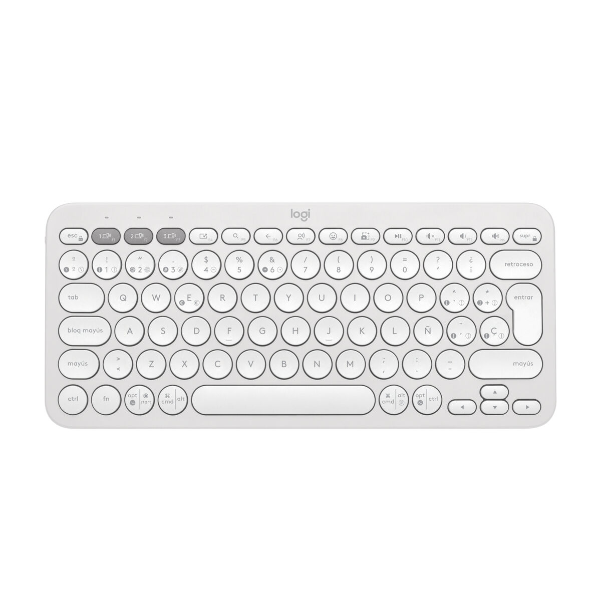 Tastiera Wireless Logitech K380s Bianco Qwerty In Spagnolo