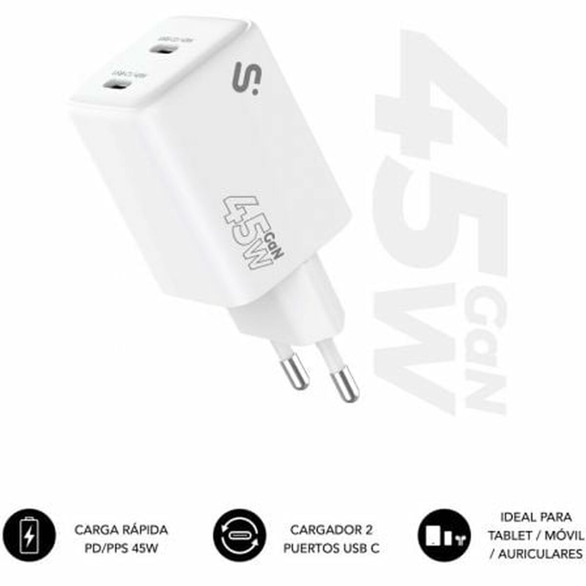 Caricabatterie Da Parete Subblim SubchG-6g4520 Bianco 120 W 45 W