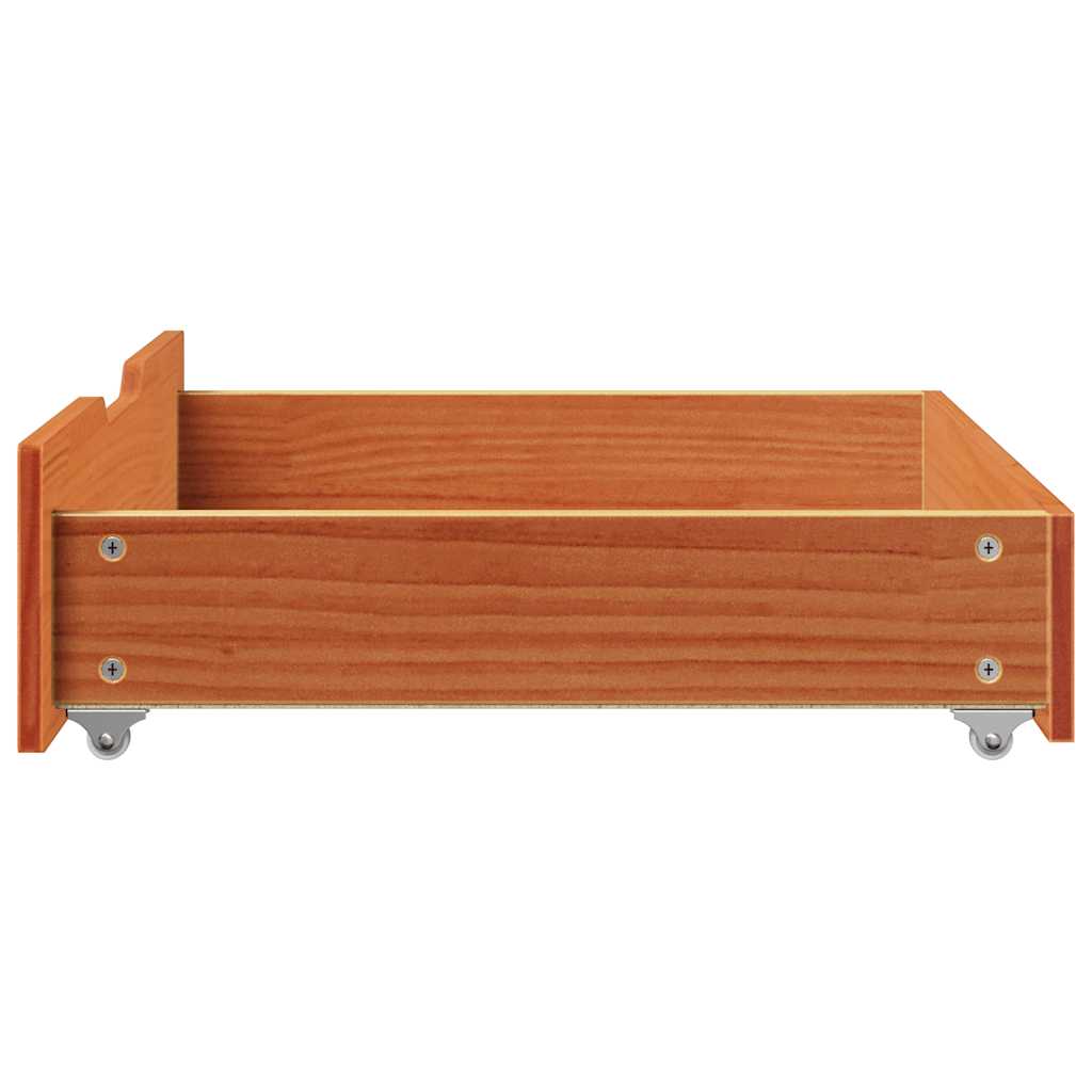 Cassettoni Per Letto 2pz Marrone Cera 75x55x17 Cm Legno Di Pino - Image 4