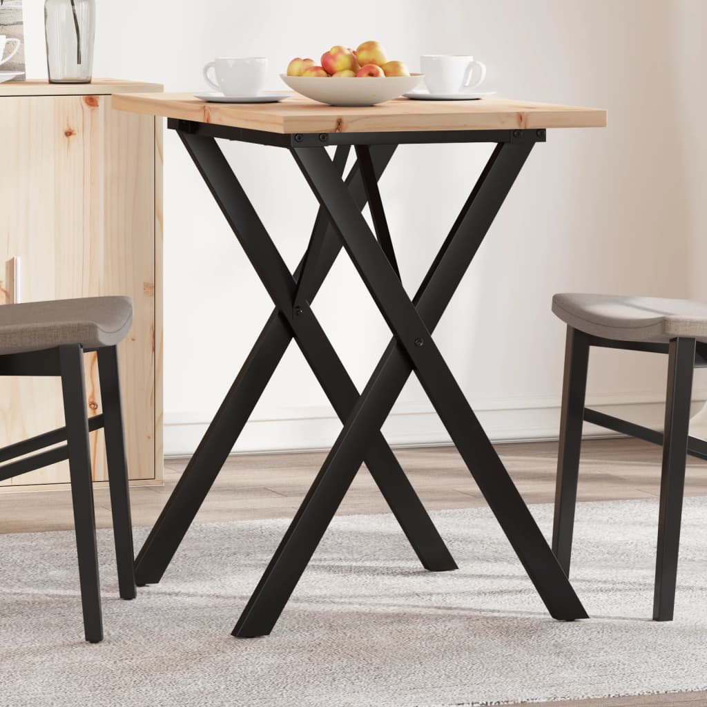 Tavolo Da Pranzo Telaio A X 80x50x75,5 Cm Legno Pino E Acciaio