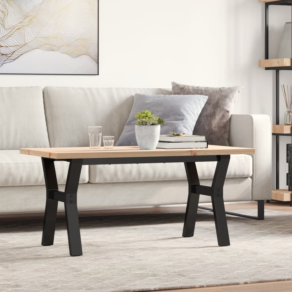 Tavolino Salotto Telaio A Y 100x50x45,5 Cm Legno Pino E Acciaio