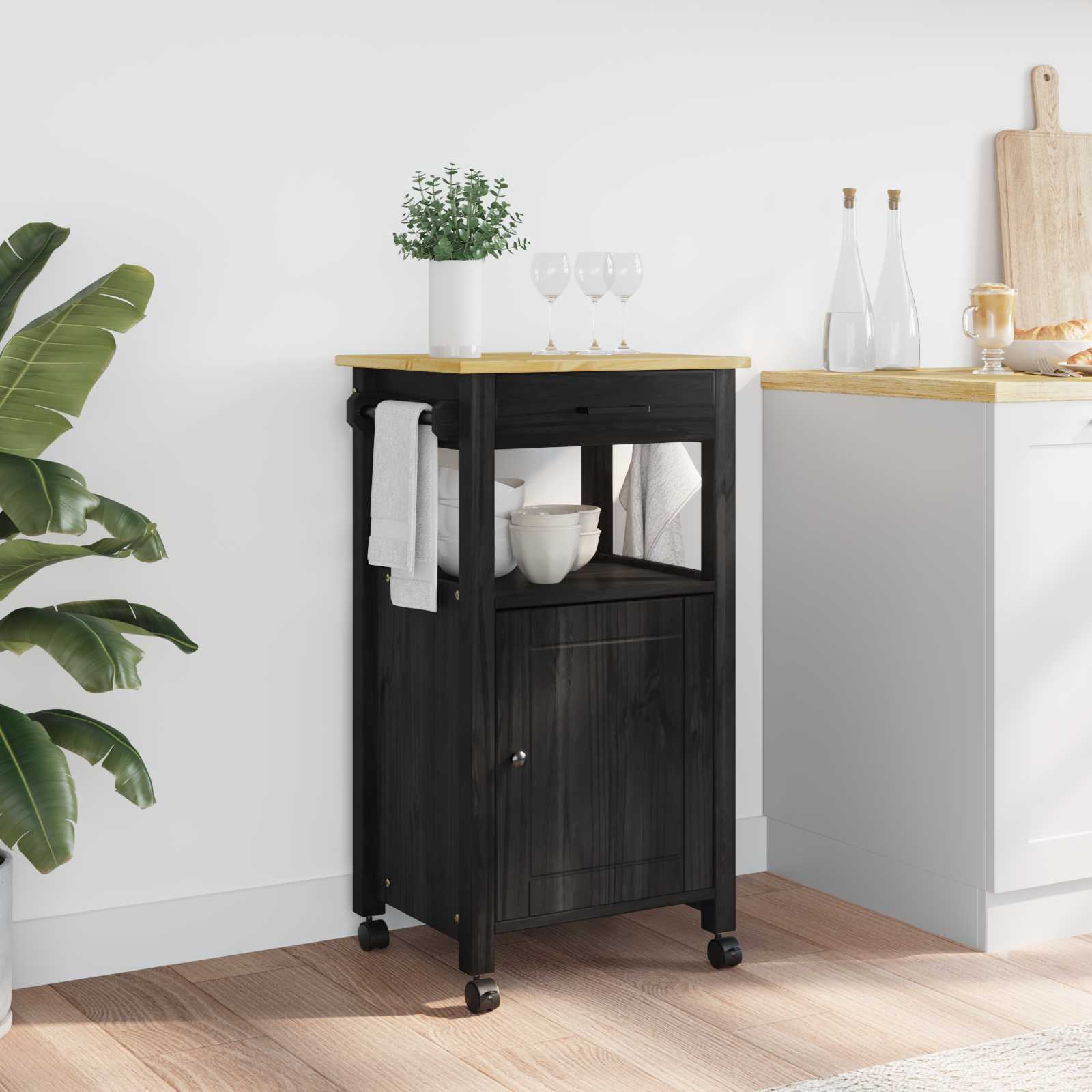 Carrello Da Cucina Tinta Unita Nero