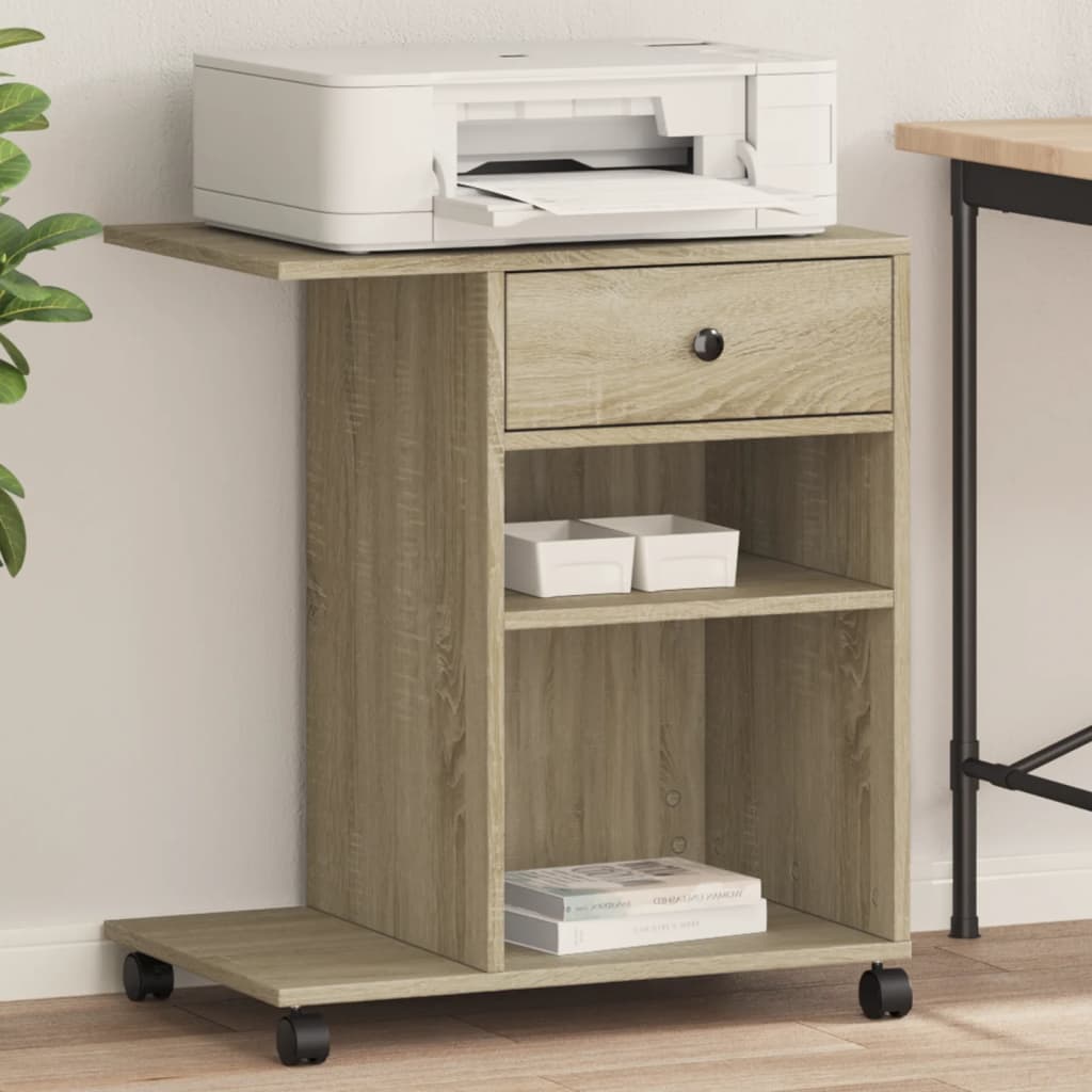 Supporto Per Stampante Con Ruote Rovere Sonoma 60x40x68,5 cm