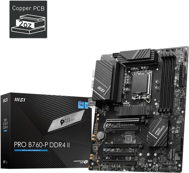 Msi Pro B760-P Ddr4 Ii - Motherboard - Atx - Lga1700-Sockel - B760 Chipsatz - Usb 3,2 Gen 1, UsB-C 3,2 Gen2 - 2,5 Gigabit Lan - OnboarD-Grafik (cpu E
