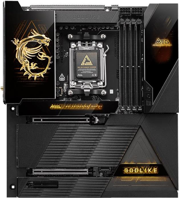 Msi Meg X870e Godlike - Motherboard - E-Atx - Socket Am5 - Amd X870e Chipsatz - UsB-C 3,2 Gen 2x2, Usb 3,2 Gen 2, Usb 3,2 Gen 1, Usb4 - Bluetooth, wi