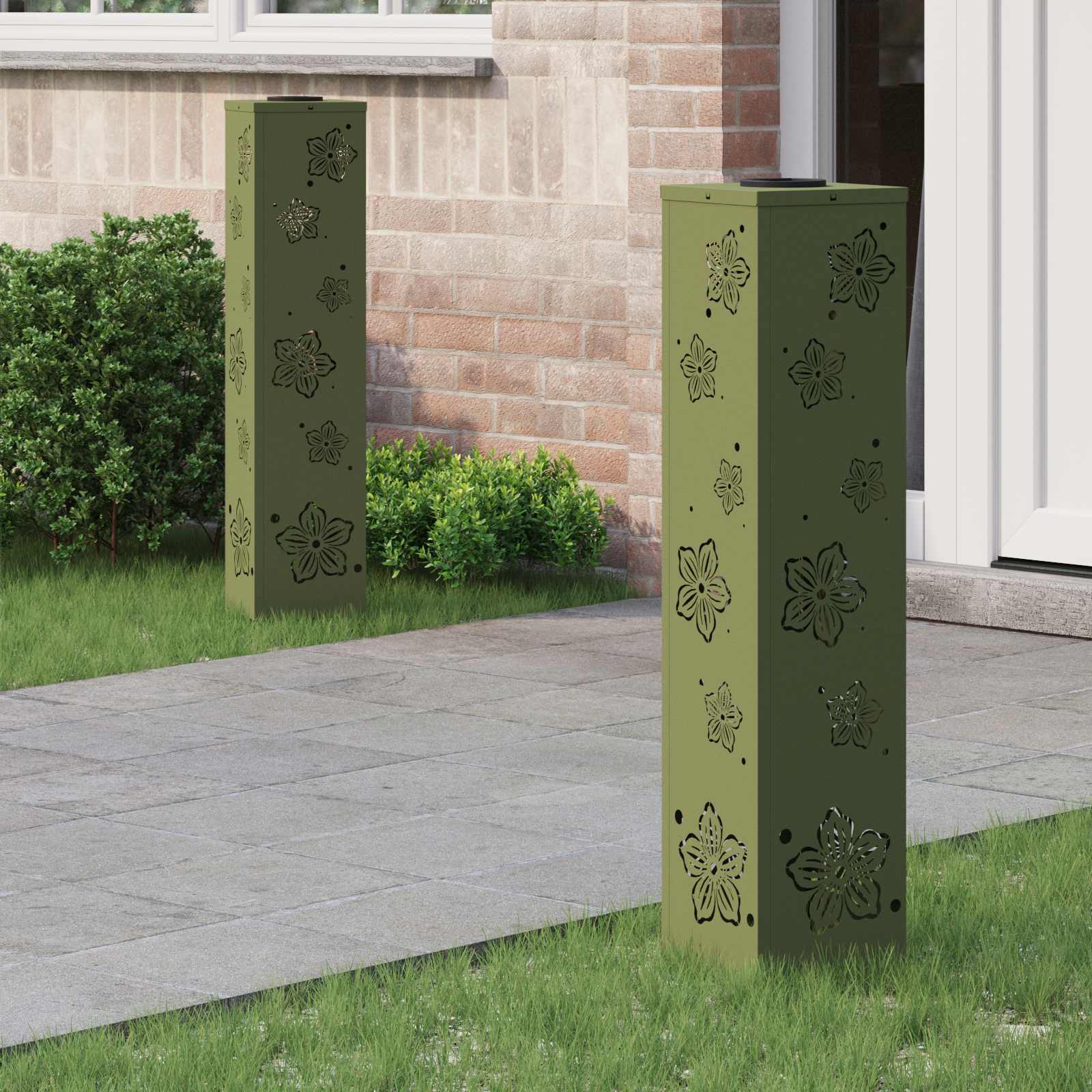 Faro Led Solare Per Sentieri 2 Pcs Verde Oliva