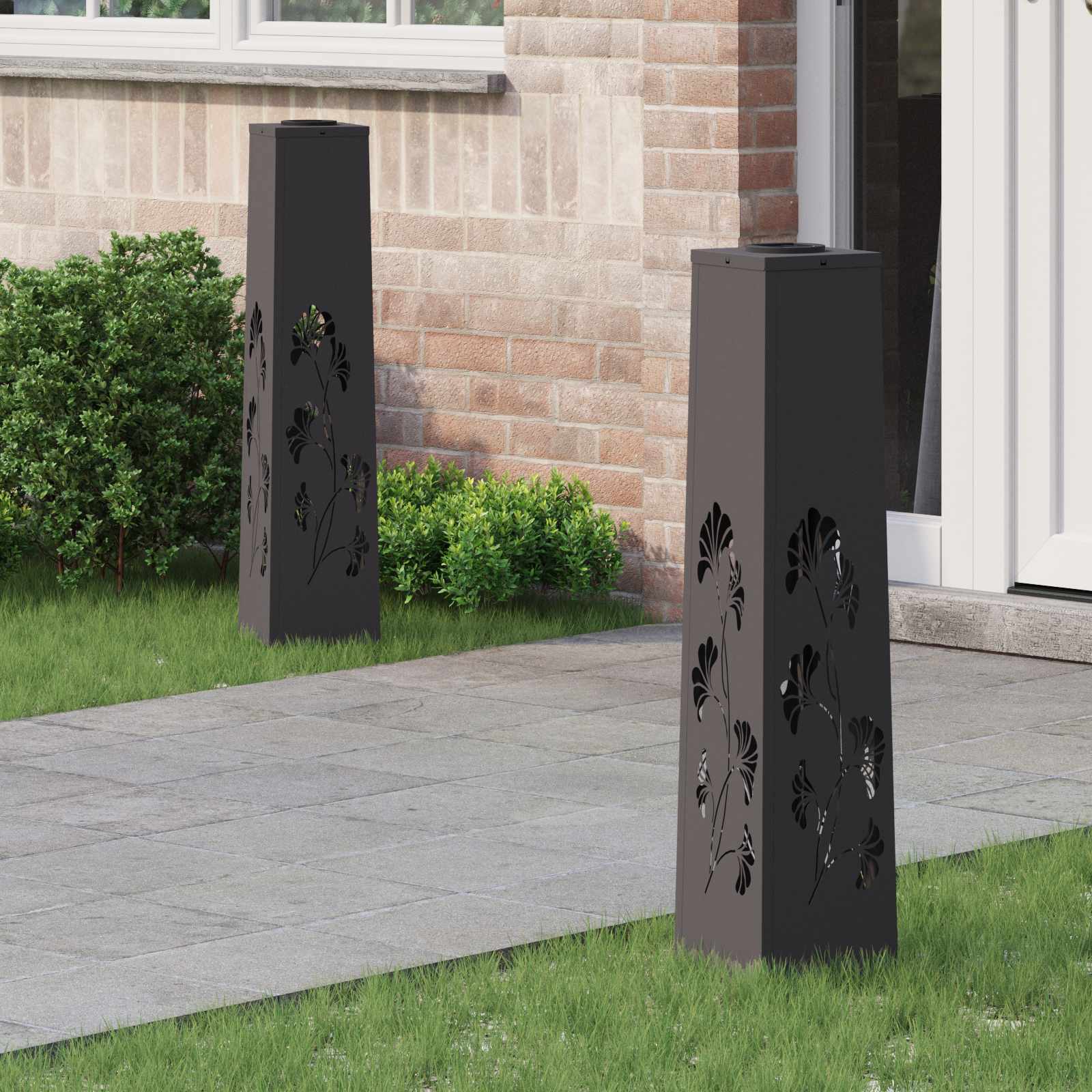 Faro Led Solare Per Sentieri 2 Pcs Nero