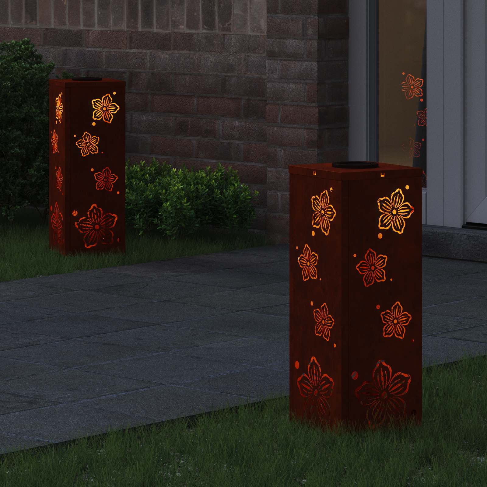 Faro Led Solare Per Sentieri 2 Pcs Acciaio Corten - Image 3