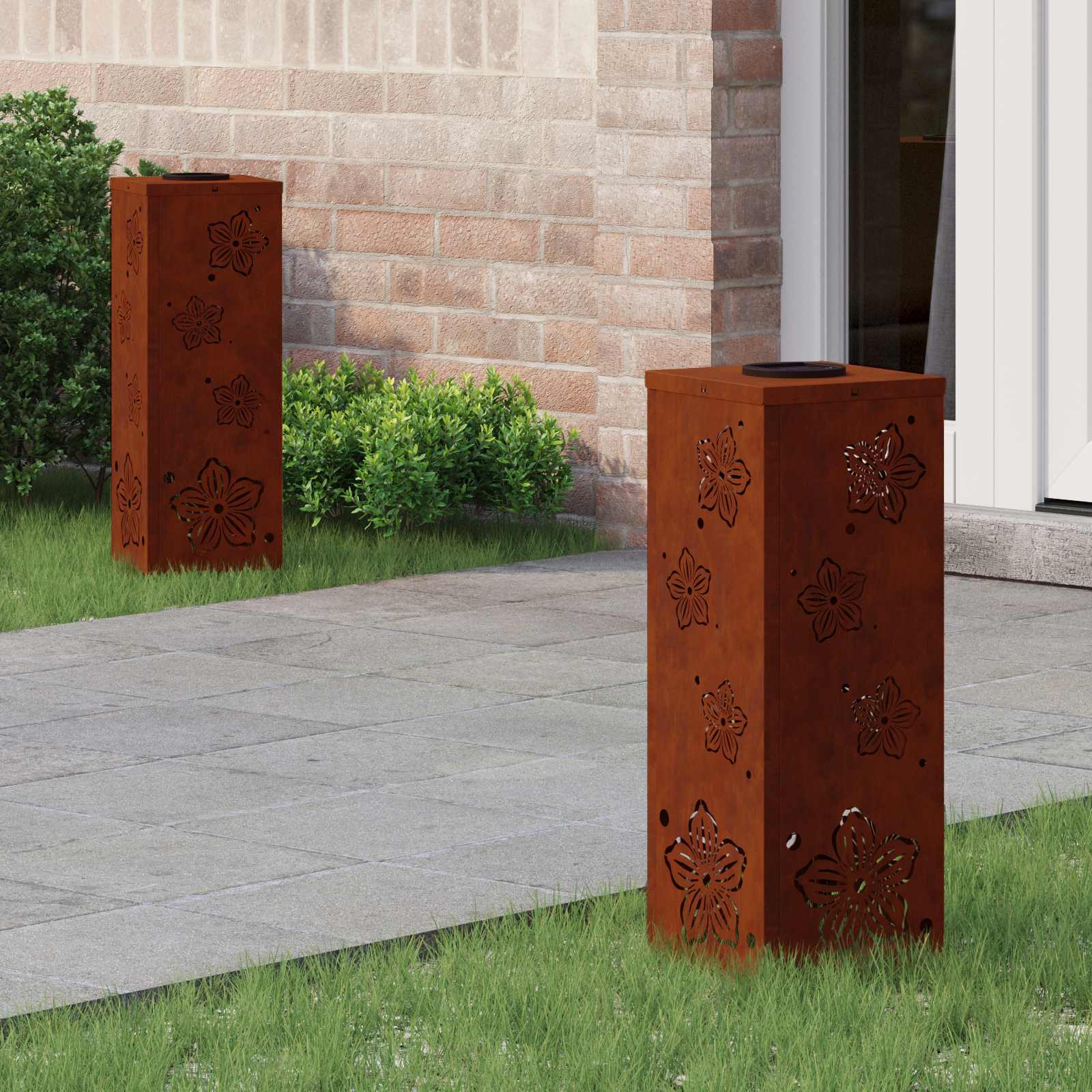 Faro Led Solare Per Sentieri 2 Pcs Acciaio Corten