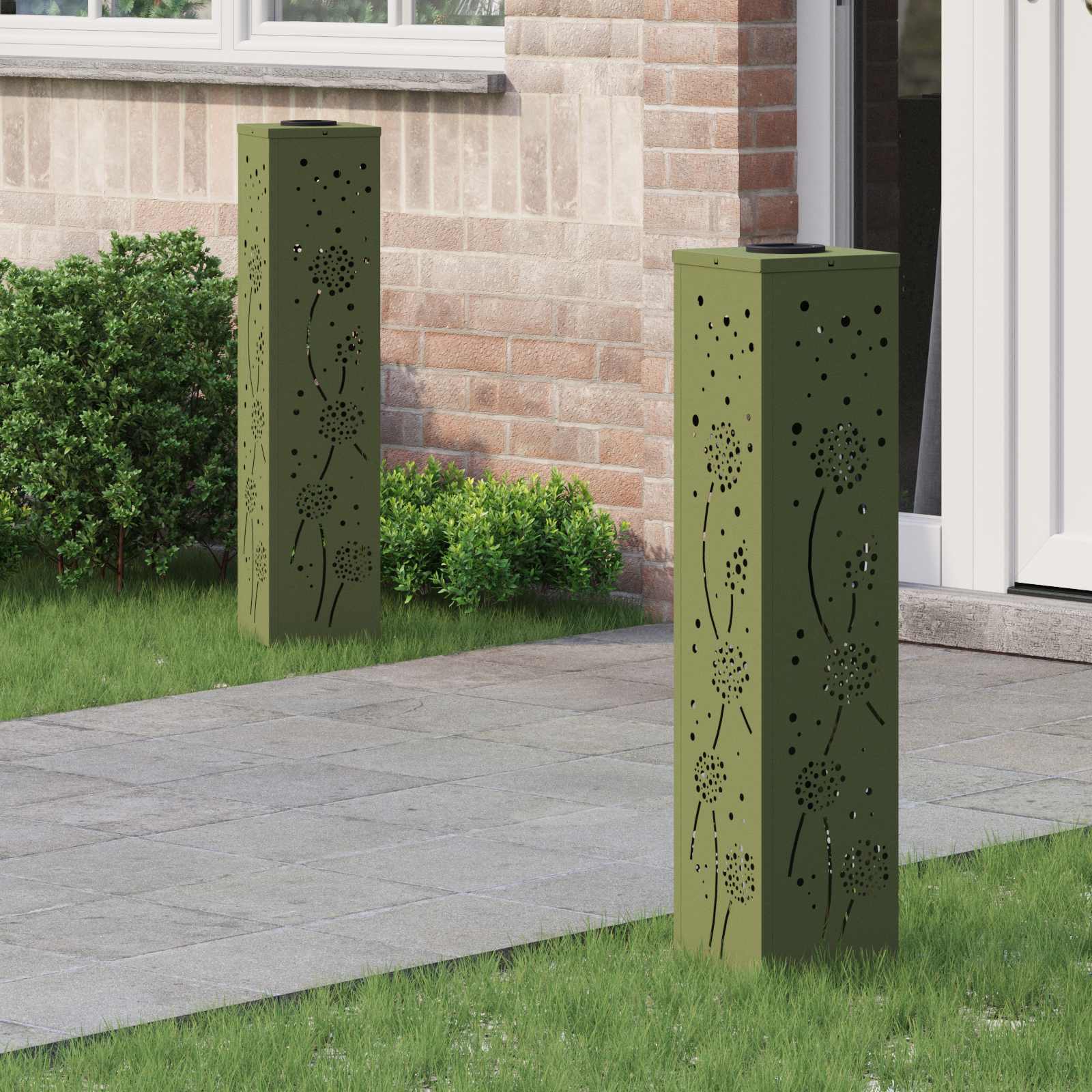 Faro Led Solare Per Sentieri 2 Pcs Verde Oliva