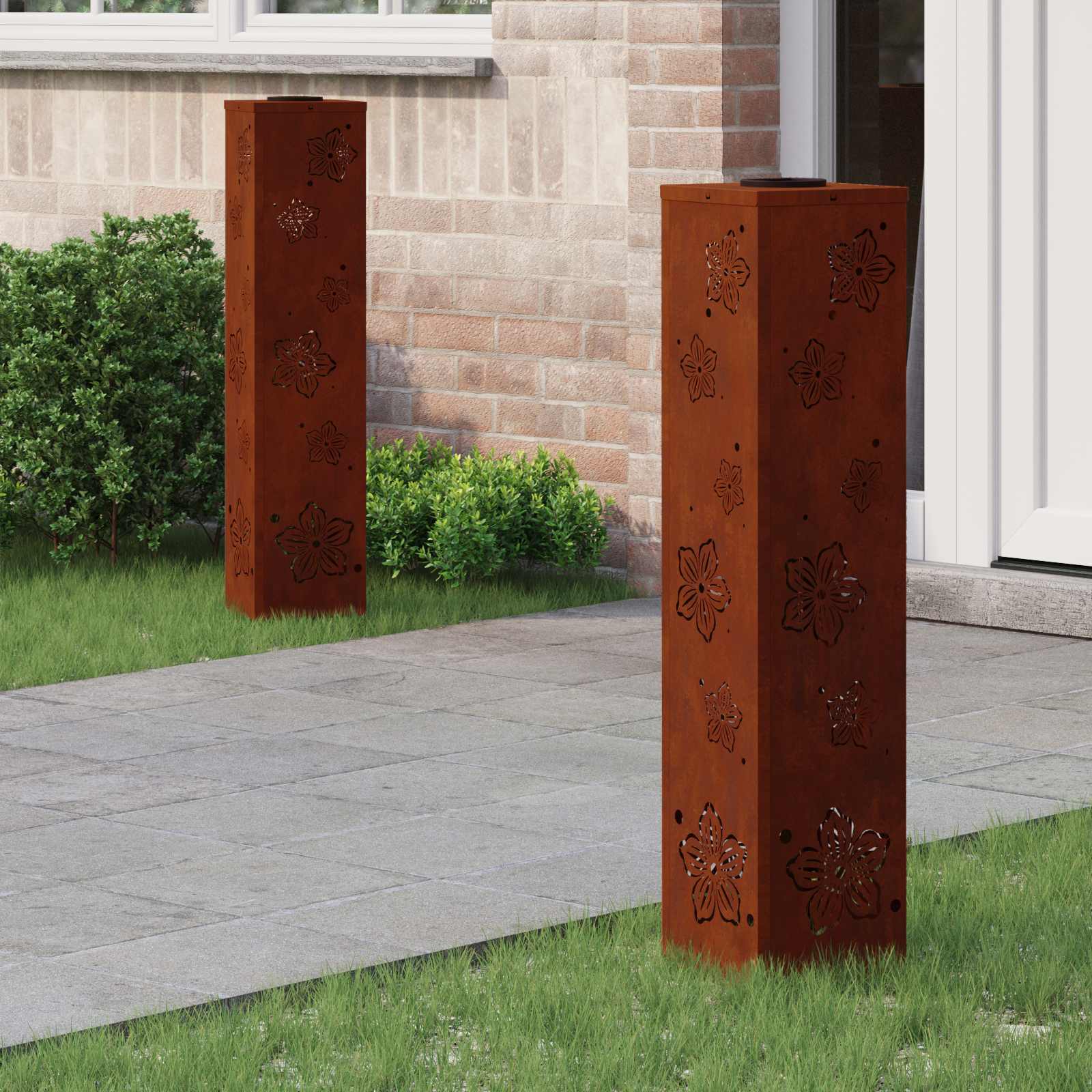 Faro Led Solare Per Sentieri 2 Pcs Acciaio Corten